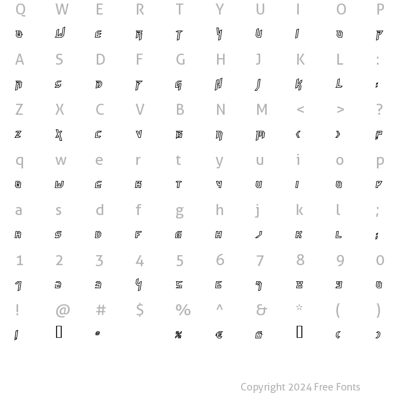 Character Map of HammerheadOutline Italic