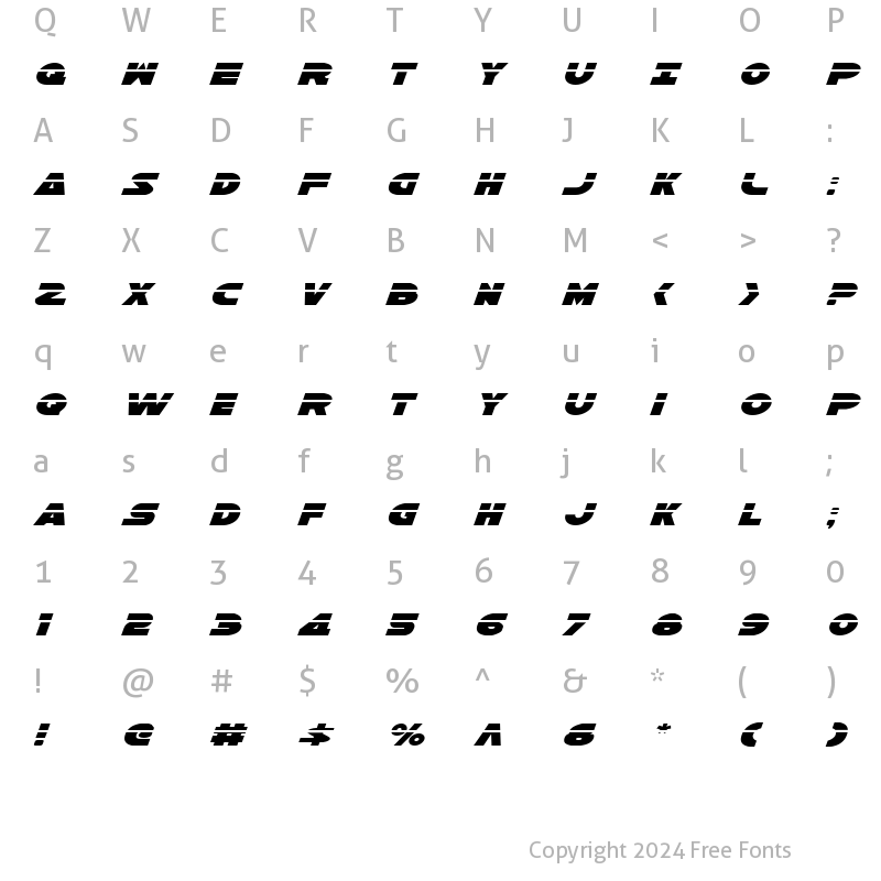 Character Map of Han Solo Exp Laser Italic Exp Laser Italic