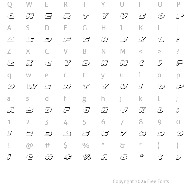 Character Map of Han Solo Exp Shadow Italic Exp Shadow Italic