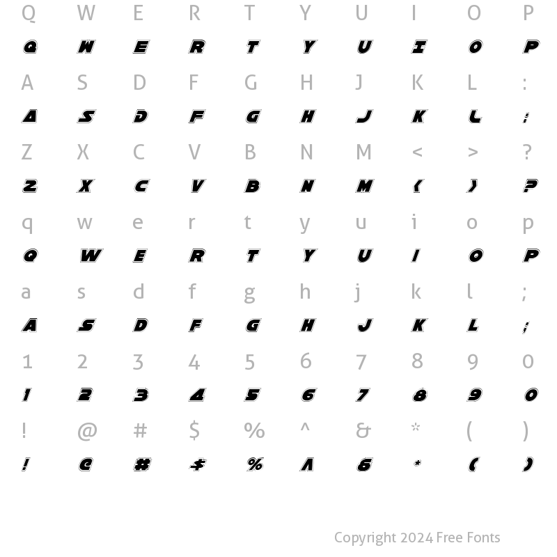 Character Map of Han Solo Pro Italic Pro Italic