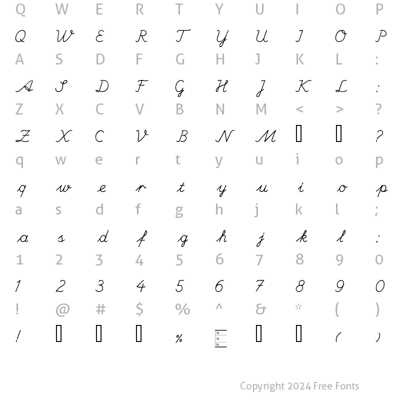 Character Map of Hand Center Regular