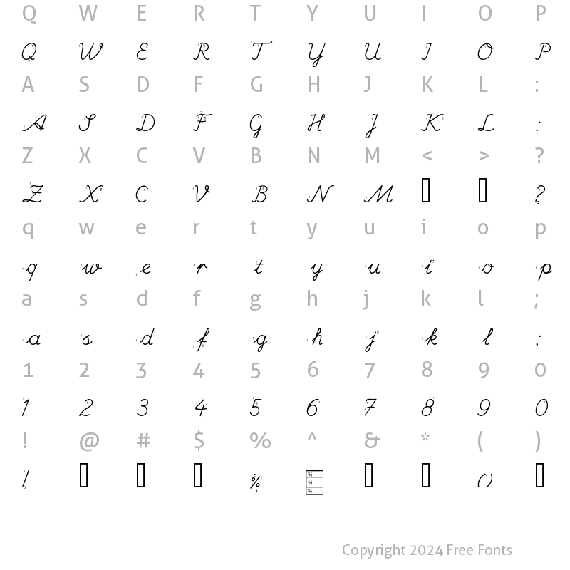 Character Map of Hand Escort Regular