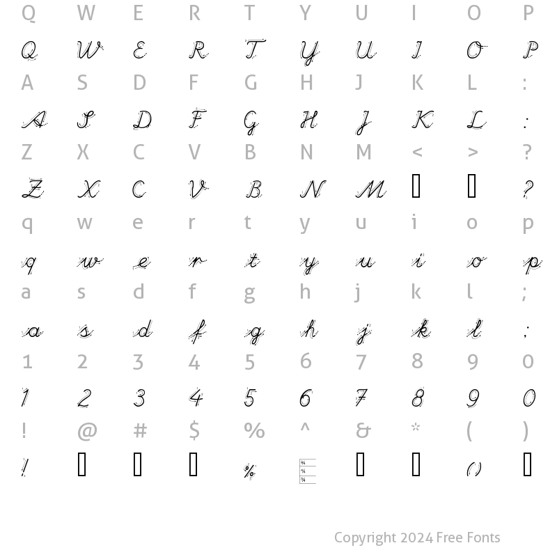 Character Map of Hand Garden Regular