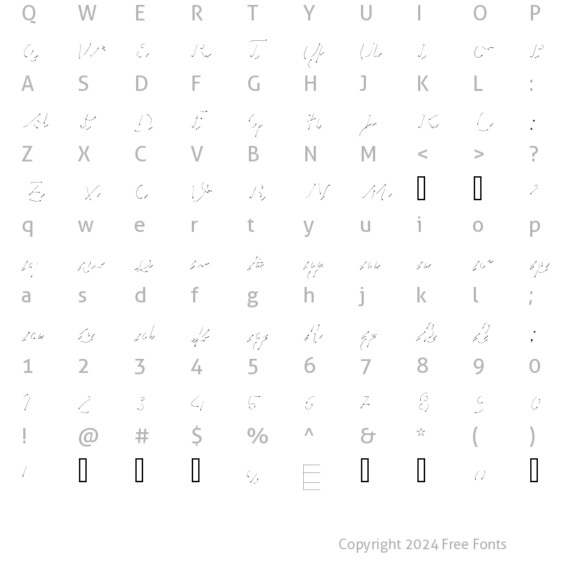 Character Map of Hand Road Regular