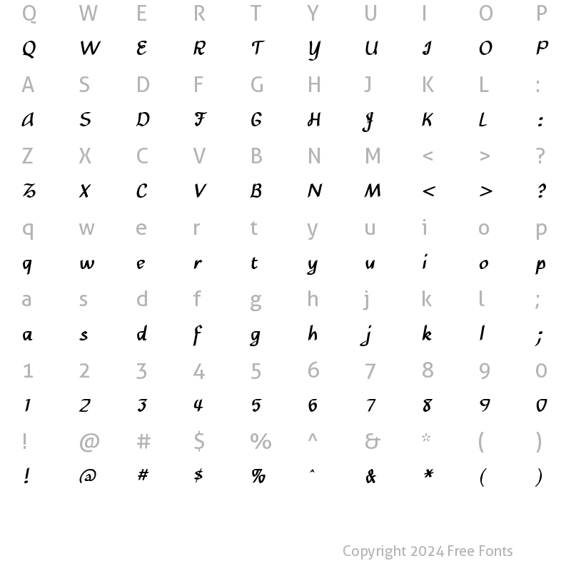 Character Map of Handana Bold