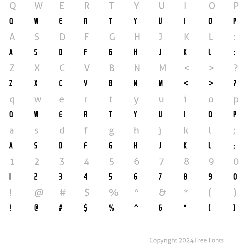 Character Map of Handel Gothic Compress D Regular