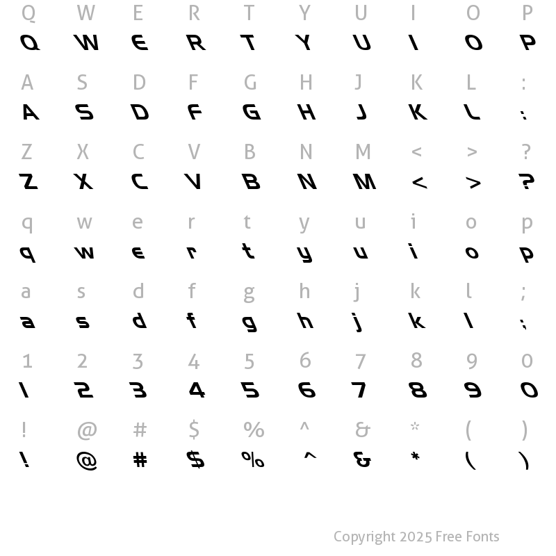 Character Map of Handel Gothic Leftified Regular