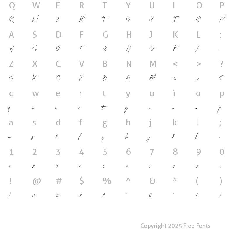 Character Map of Handestonie Regular