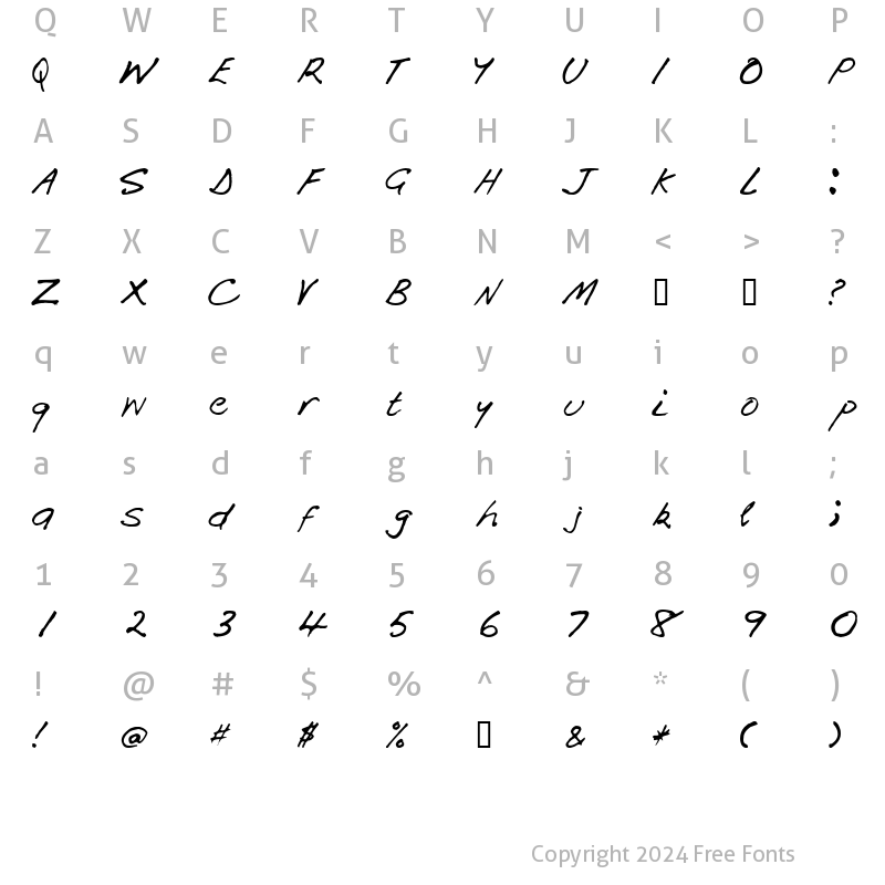 Character Map of Handi Regular