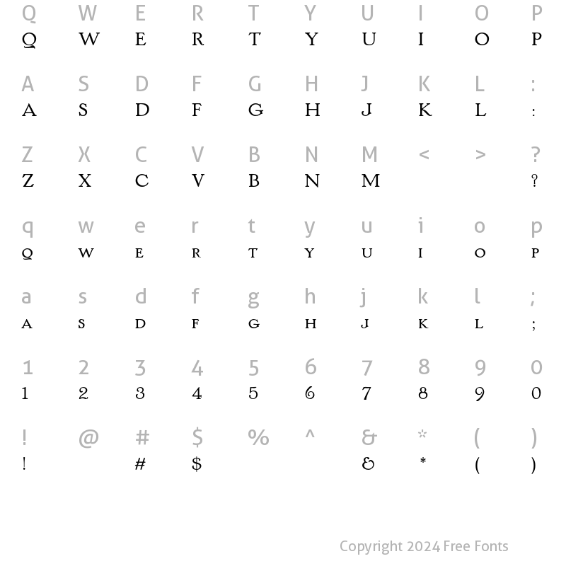 Character Map of Handle Oldstyle AT Regular