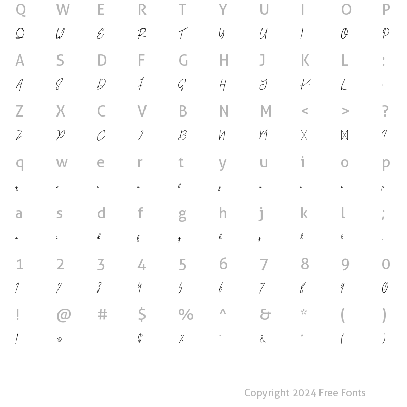 Character Map of Handletter Signature Regular