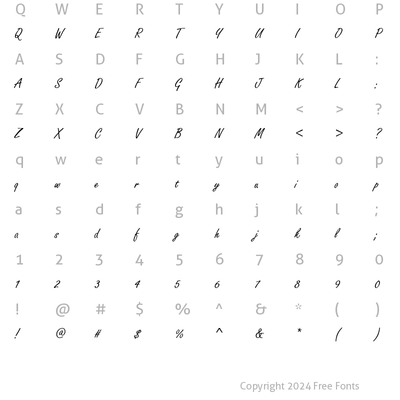 Character Map of HandmadeScript Regular