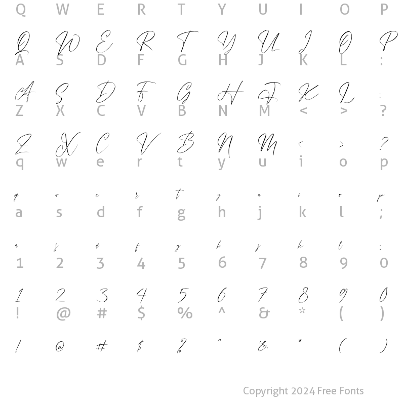 Character Map of Handover Signature Regular