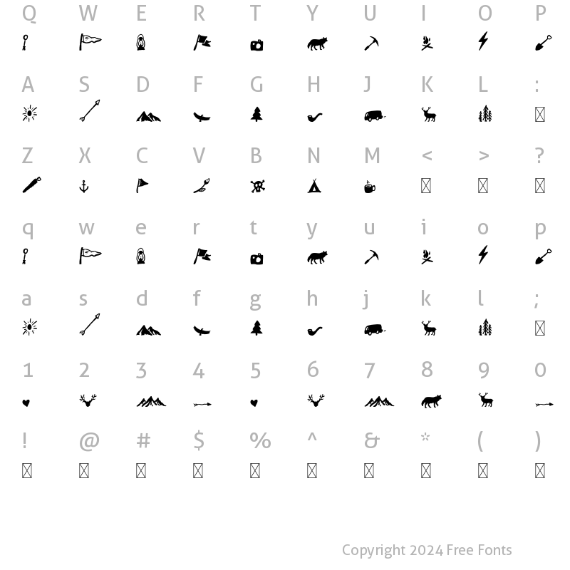 Character Map of Handpack Dingbats