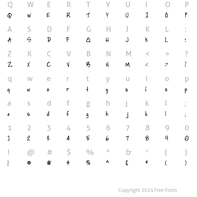 Character Map of HandPrinting Normal