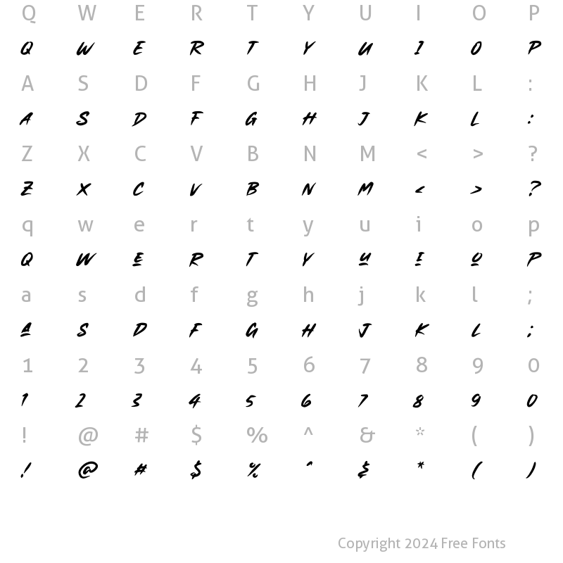 Character Map of Hands Brush Regular