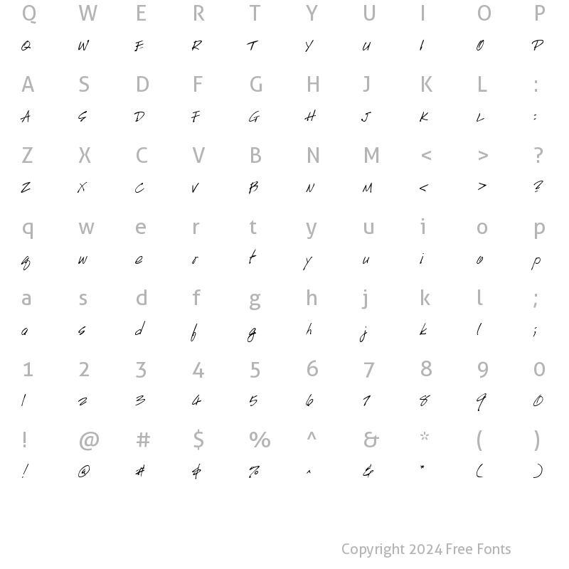 Character Map of HandScript Regular