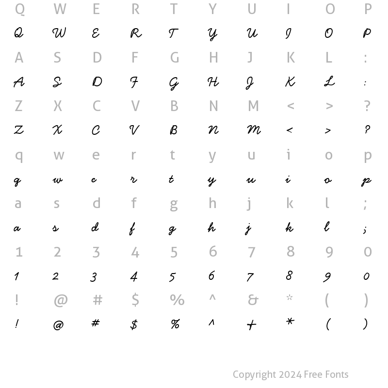 Character Map of Handsome Bold