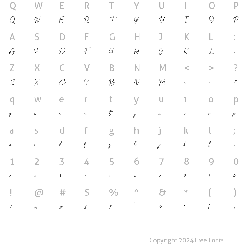 Character Map of Handswell Regular