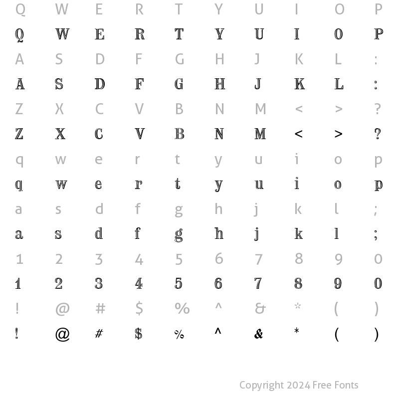 Character Map of Handtooled Normal