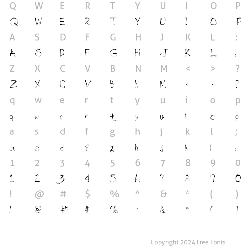 Character Map of Handwrite Inkblot Regular