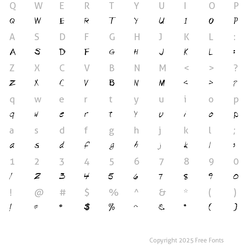 Character Map of Handwrite-Marker Regular