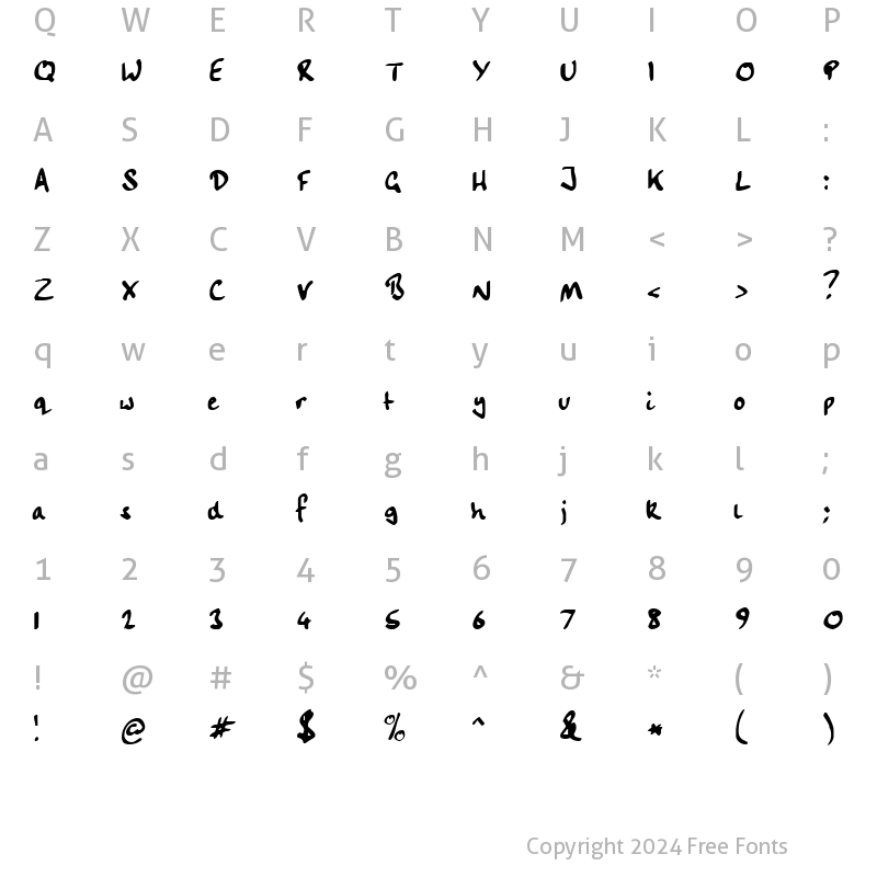 Character Map of HandwritingPlain Regular