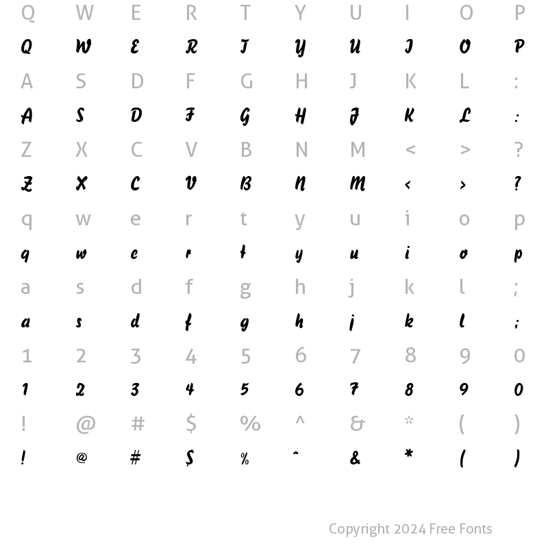 Character Map of Handybrush Regular