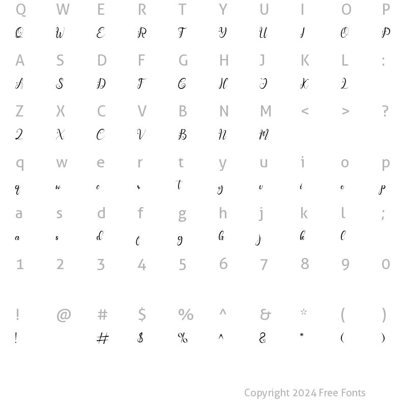 Character Map of haney love Regular