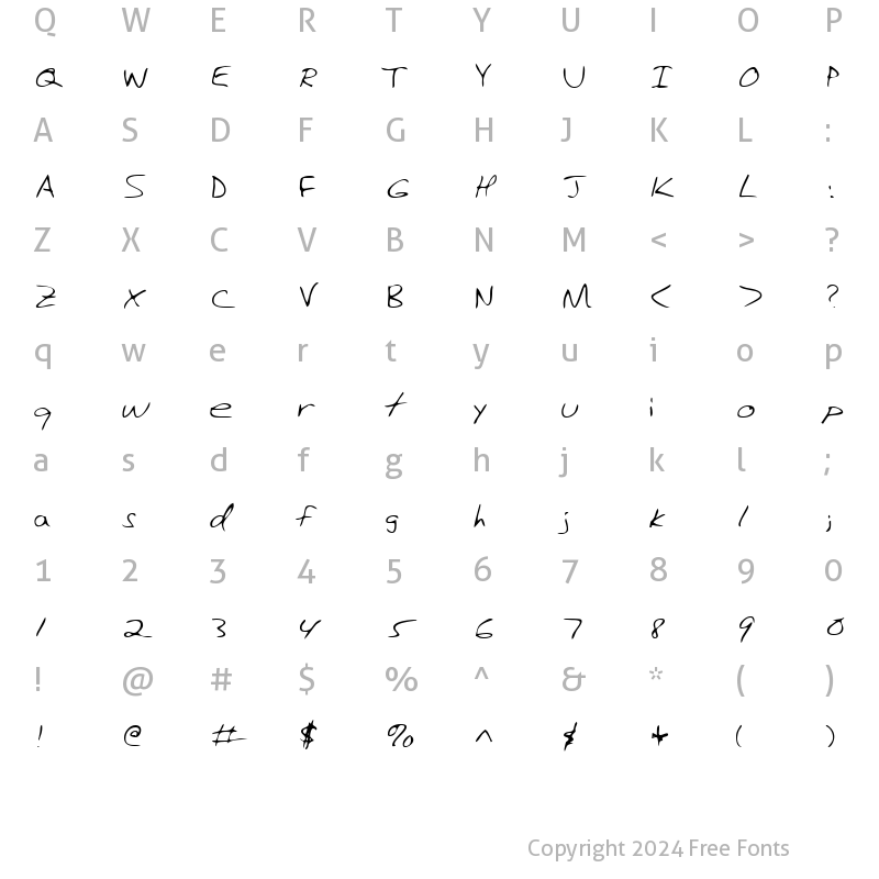 Character Map of HanfordsHand Regular