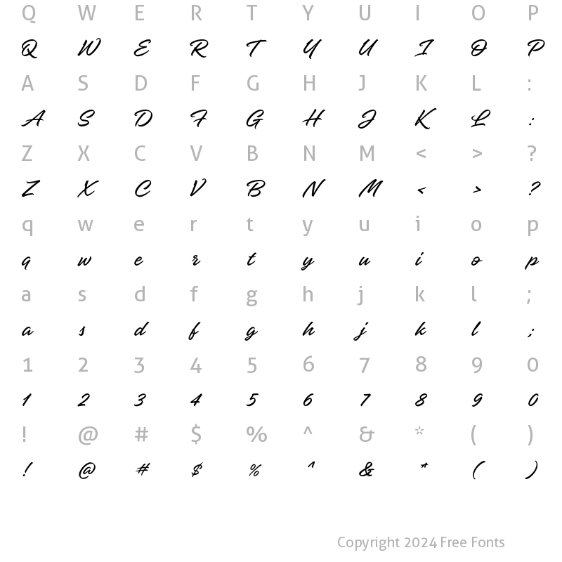 Character Map of Hangbird Regular