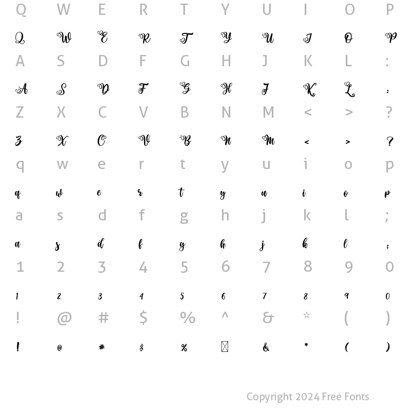 Character Map of Haniberryku Regular