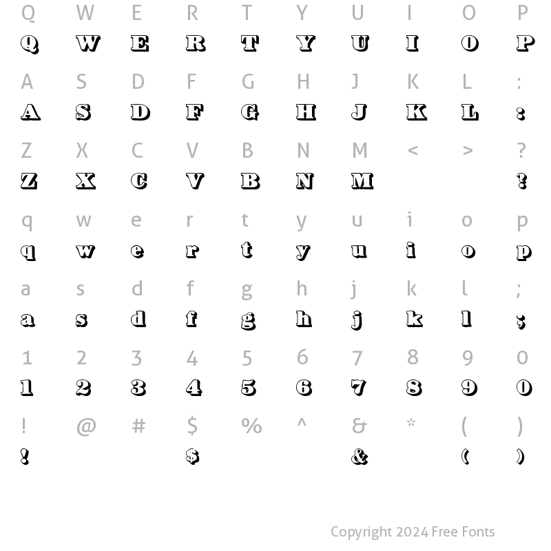 Character Map of HankyShadow Regular