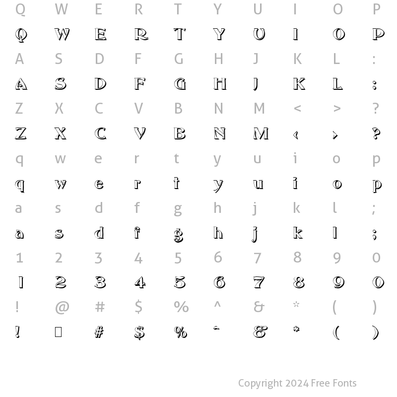 Character Map of HannahBeckerShadow Regular