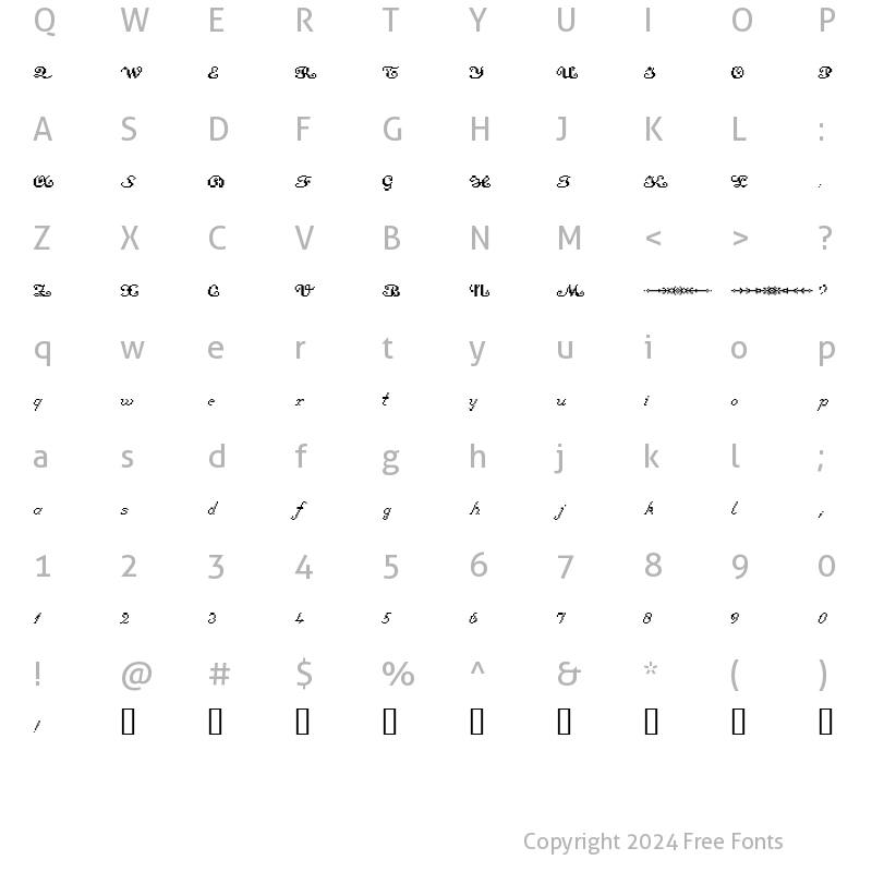 Character Map of Hannelore Regular