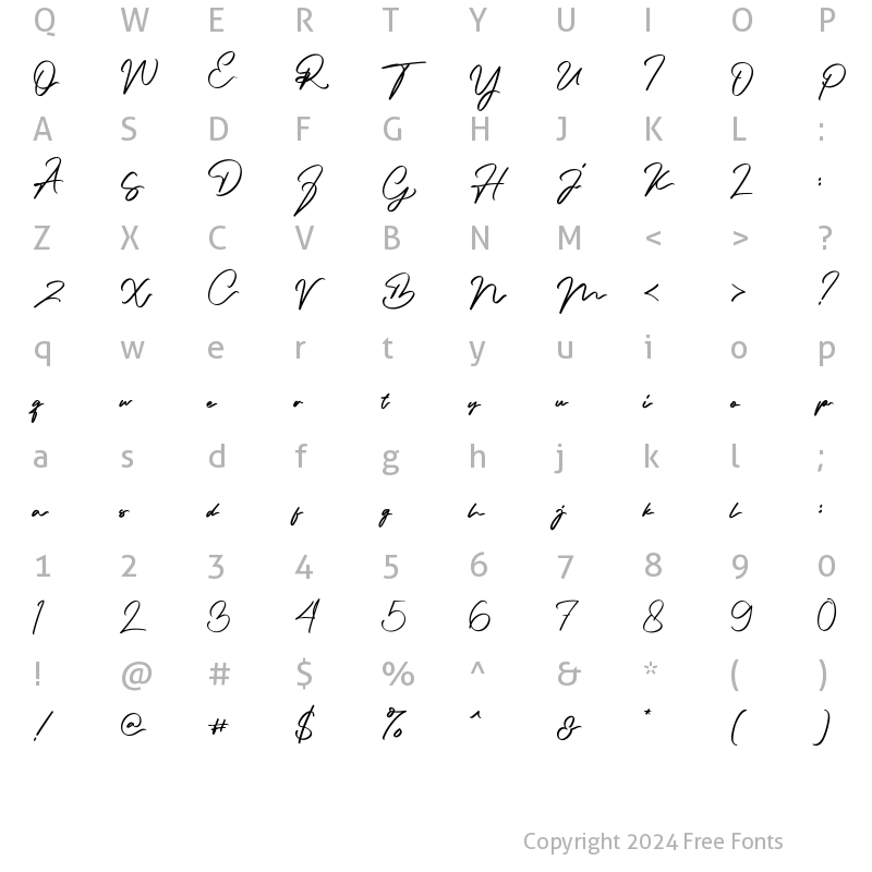 Character Map of Hanney Regular