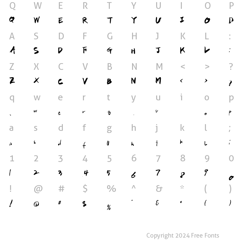 Character Map of HanS CalliGothic