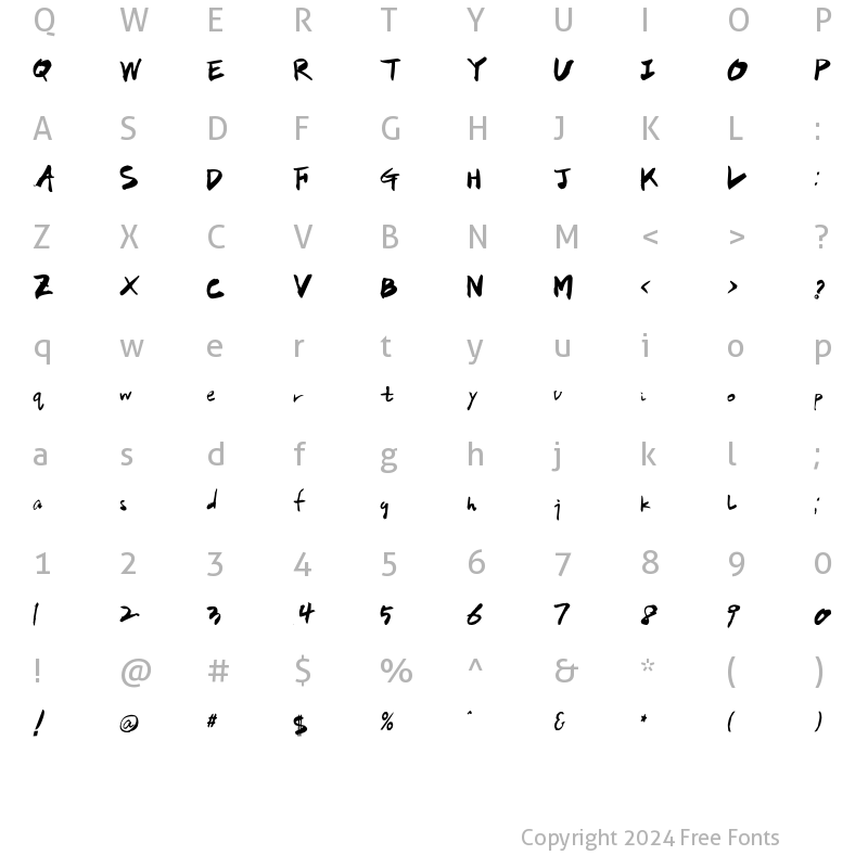 Character Map of HanS FunkyCalli