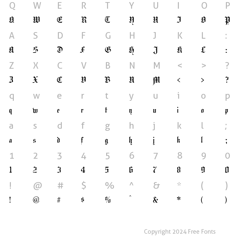 Character Map of Hansa Gothic Regular