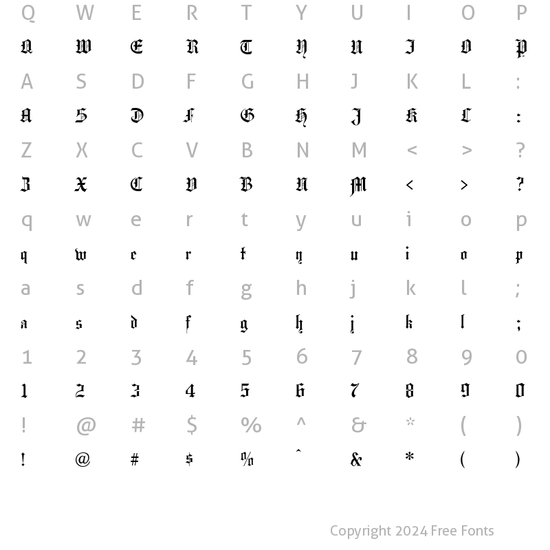 Character Map of Hansa Gotisch Regular