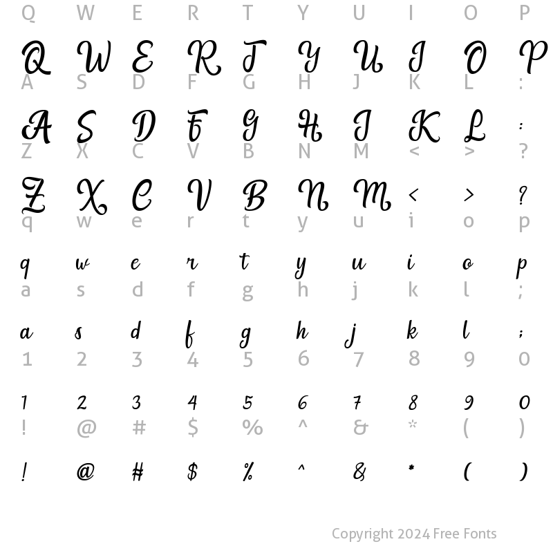 Character Map of Hansel Script Regular