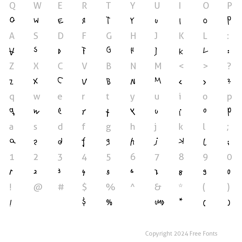 Character Map of HanselEF Alternates Regular