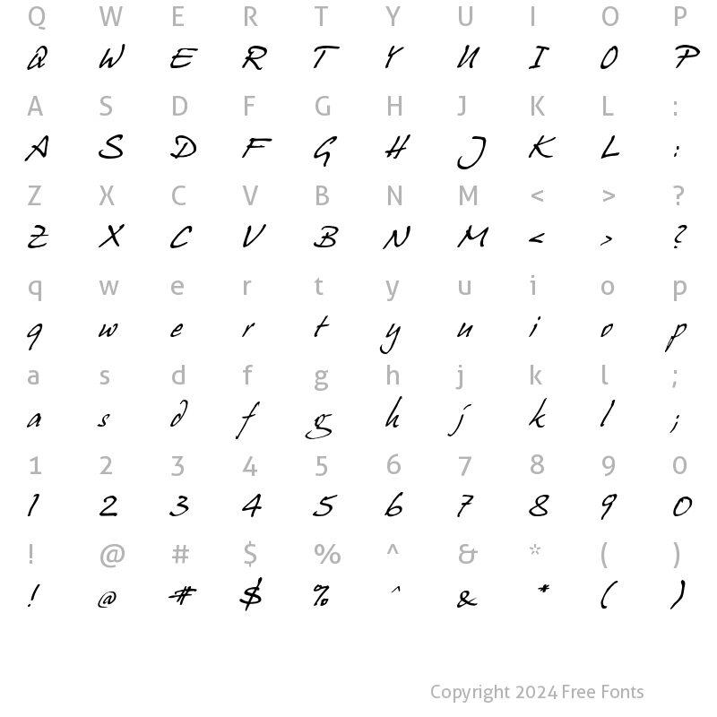 Character Map of HansHand _cyr