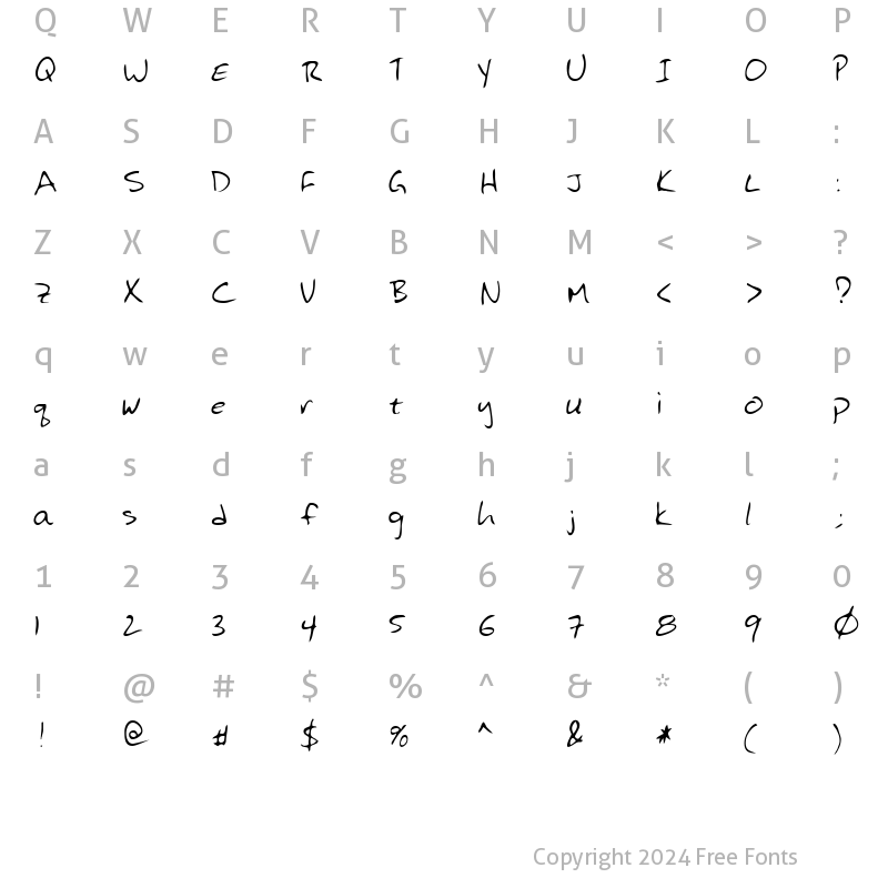 Character Map of HansonsHand Regular