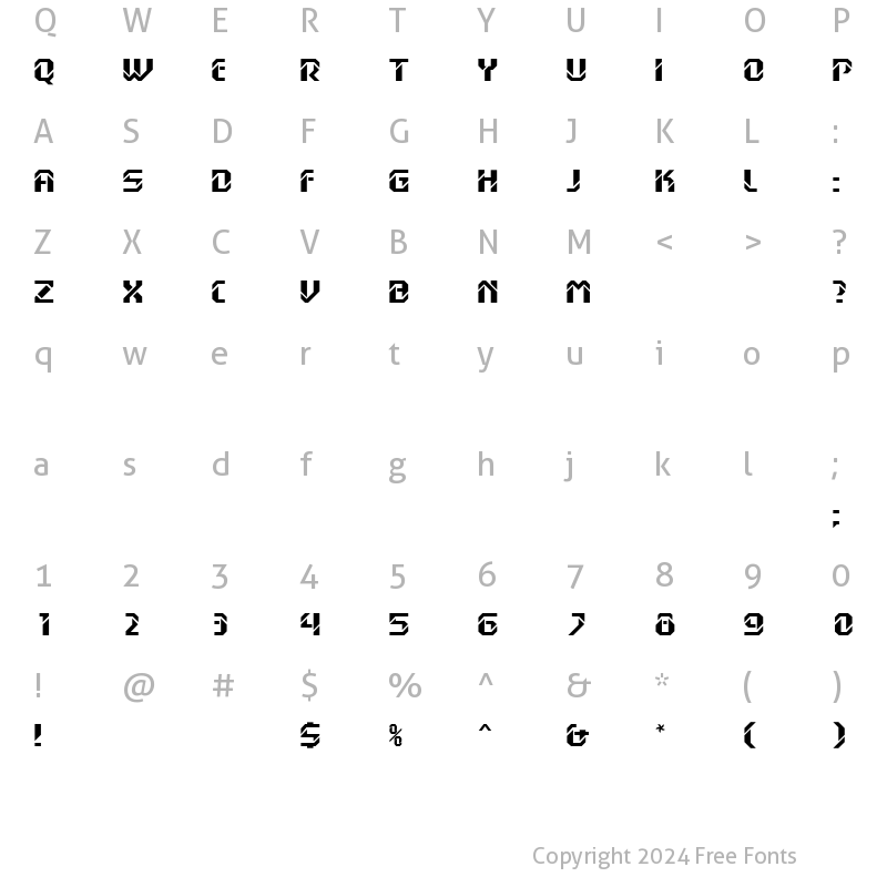 Character Map of Hansson Stencil MN Bold