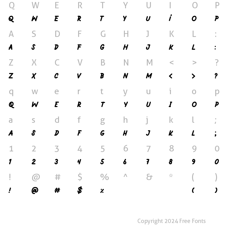 Character Map of Hantari Regular