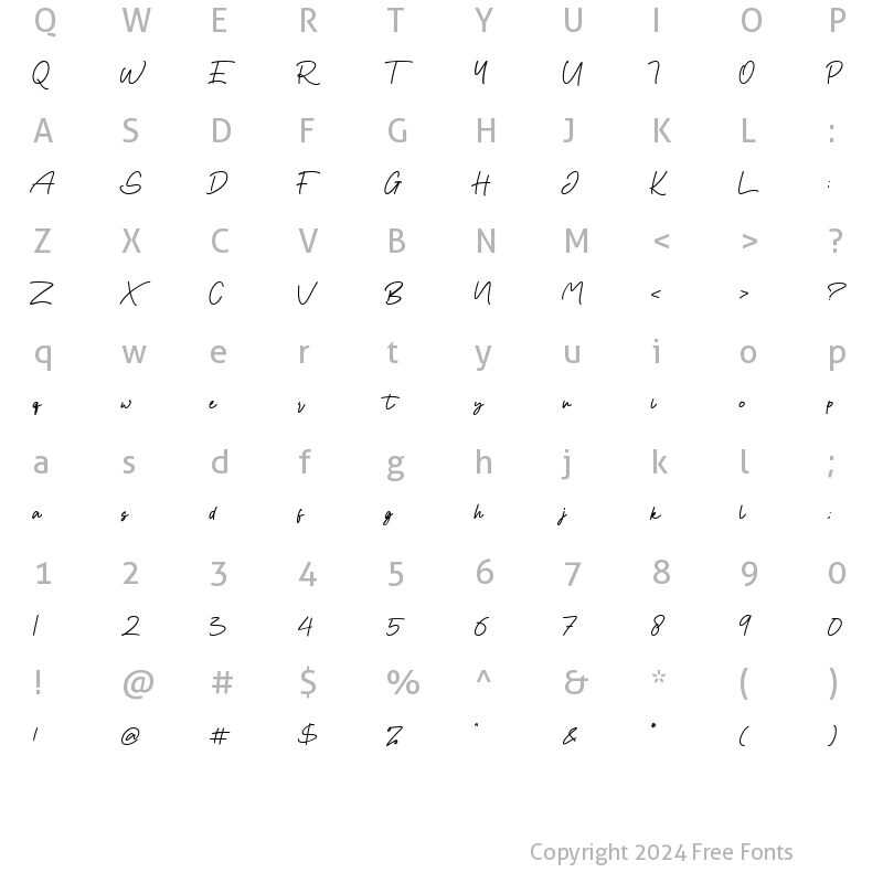 Character Map of Hany Petter Regular