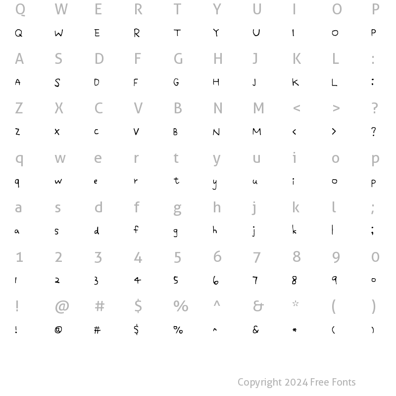 Character Map of Hanyi Senty Candy Regular