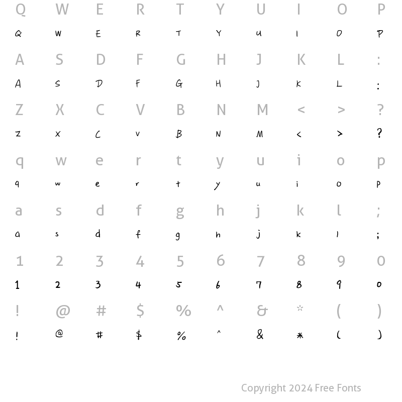 Character Map of Hanyi Senty Journal Regular