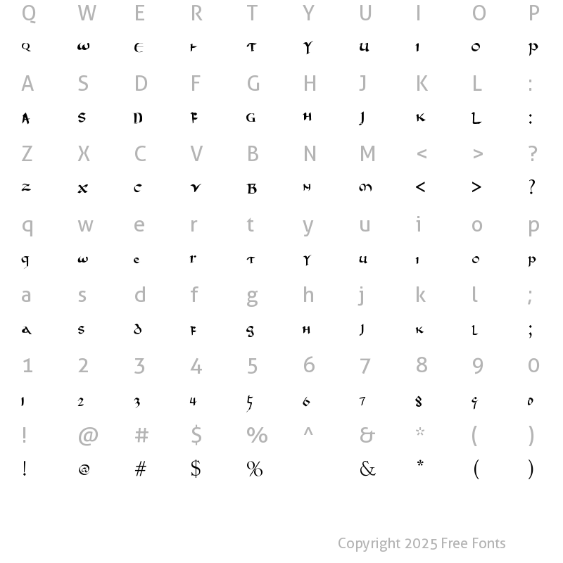 Character Map of Hanyi Senty Lingfei Scroll Regular